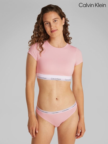 Calvin Klein Pink Modern Cotton T-Shirt Bralette (F54379) | £36