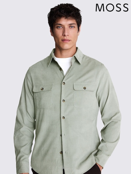 MOSS Green 100% Cotton Lightweight Corduroy Overshirt (F54450) | £60