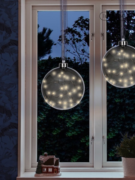 Lumineo Smoke Grey LED Hanging Christmas Baubles (F54451) | £16