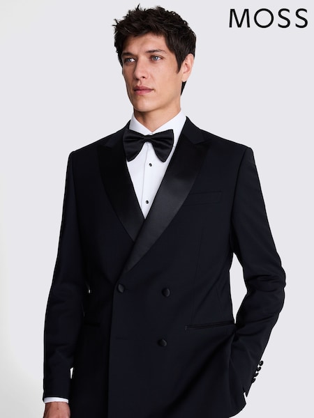 MOSS Black Tailored Fit Double Breasted Peak Lapel Tuxedo Jacket (F54464) | £179
