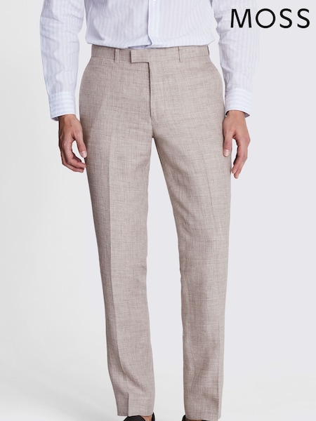 MOSS Natural Slim Fit Linen Trousers (F54470) | £120