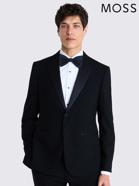 MOSS Black Slim Fit Wool Notch Lapel Tuxedo Jacket (F54477) | £219