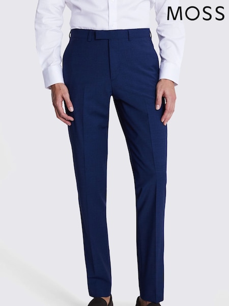 MOSS Blue Tailored Fit New Performance Trousers (F54479) | £110