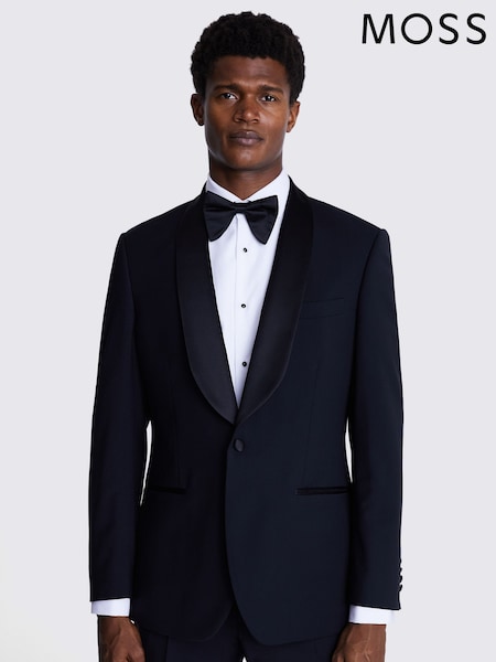MOSS Black Regular Fit Shawl Lapel Tuxedo Jacket (F54481) | £169
