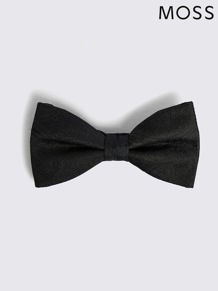 MOSS Black Black Silk Paisley Ready Bow Tie (F54482) | £30