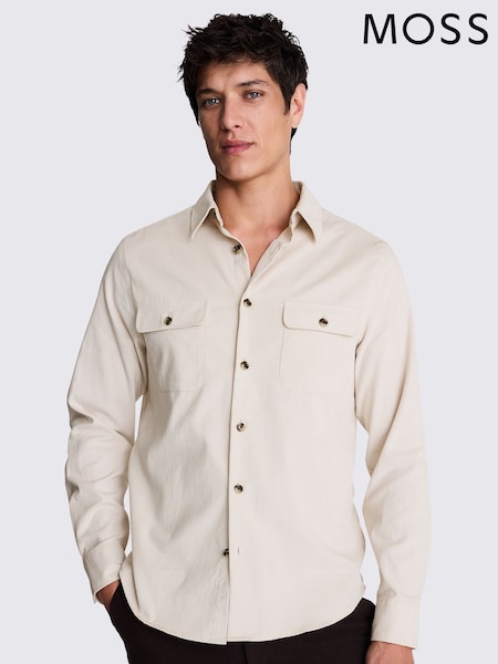 MOSS Natural 100% Cotton Lightweight Corduroy Overshirt (F54492) | £60
