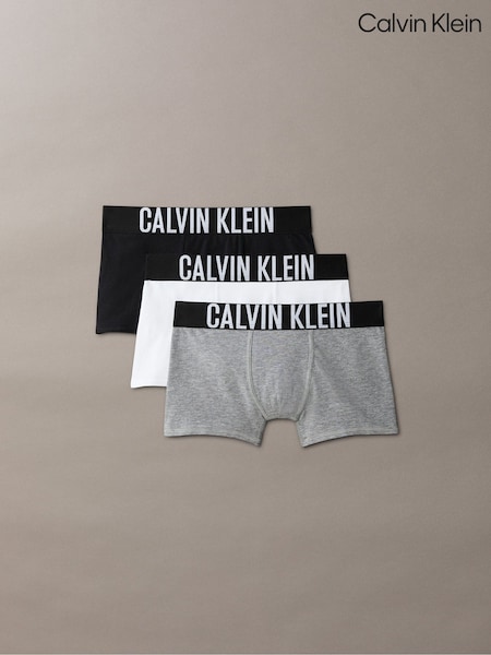 Calvin Klein Chrome Black 3 Pack Boys Trunks Intense Power (F54505) | £36