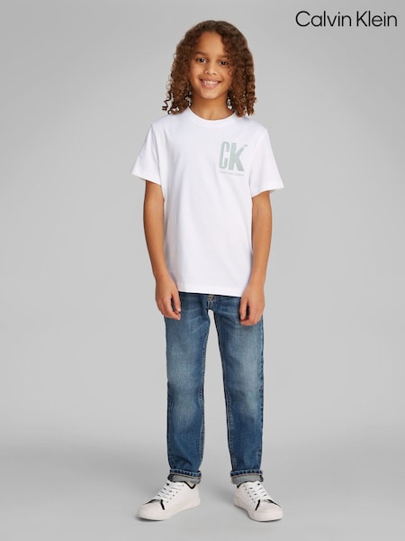 Calvin Klein White 100% Cotton Graphic T-Shirt (F54508) | £23