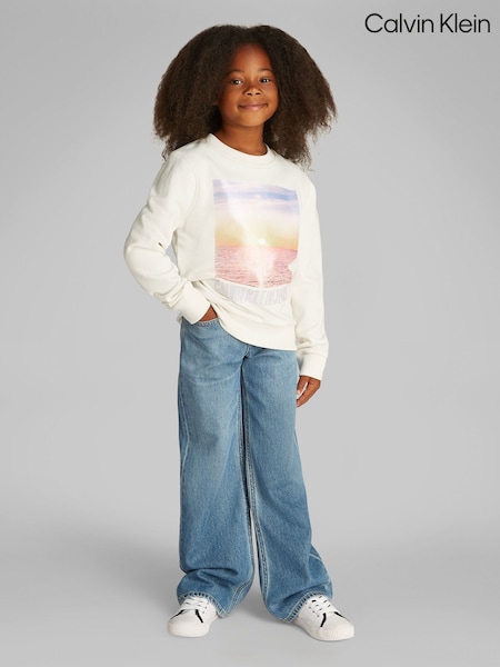 Calvin Klein Brown 100% Cotton Sunset Graphic Terry Sweatshirt (F54533) | £75