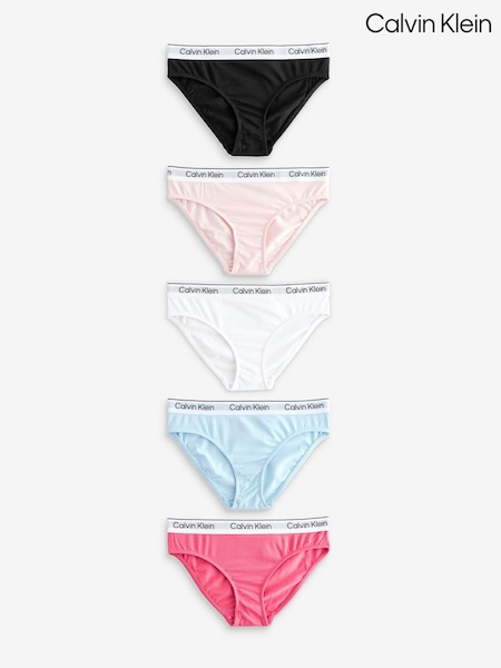 Calvin Klein Pink/Blue Modern Cotton Bikini Briefs 5 Pack (F54534) | £50