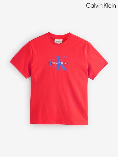 Calvin Klein Red 100% Cotton Hero Monologo T-Shirt (F54572) | £45