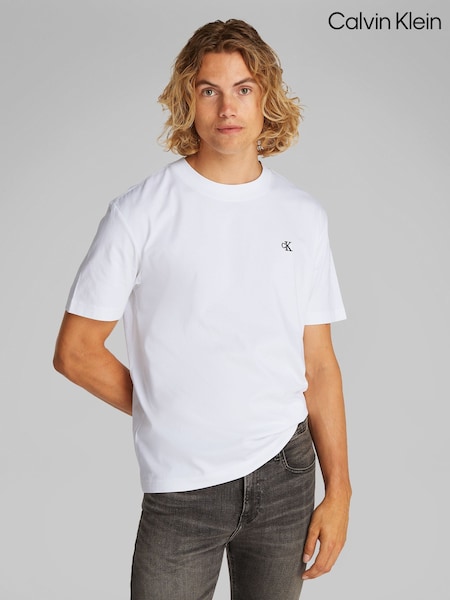 Calvin Klein White Monologo 100% Cotton T-Shirt (F54581) | £35