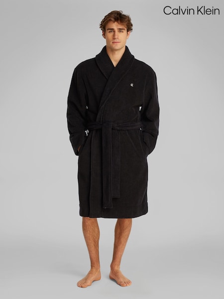 Calvin Klein Black 100% Cotton Terry Robe (F54586) | £110
