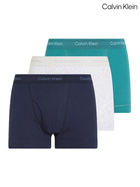 Calvin Klein Green Classic 100% Cotton Trunks 3 Pack (F54591) | £38