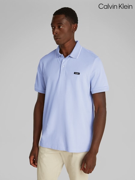 Calvin Klein Blue 100% Cotton Painted Polo Shirt (F54605) | £90