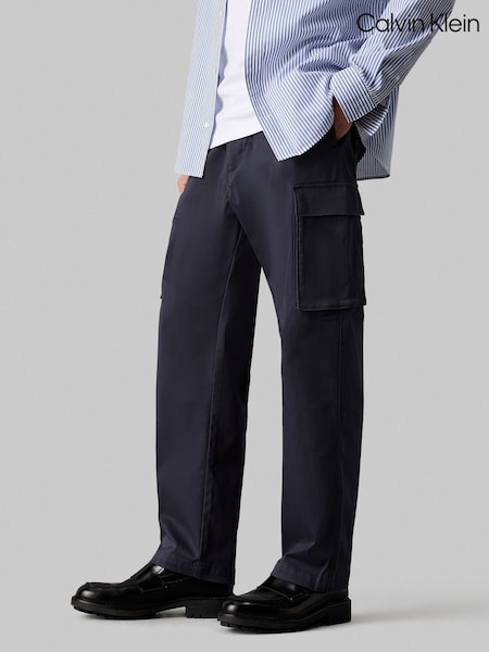 Calvin Klein Blue Pull On Straight Cargo Trousers (F54617) | £85