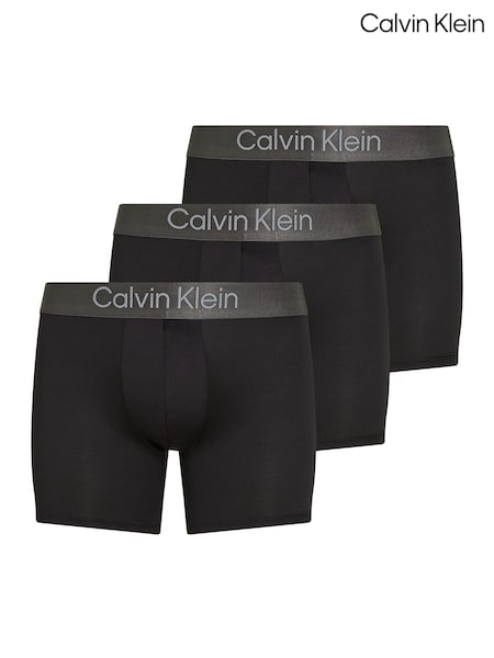 Calvin Klein Black Brushed Micro Stripe Boxer Briefs 3 Pack (F54619) | £45