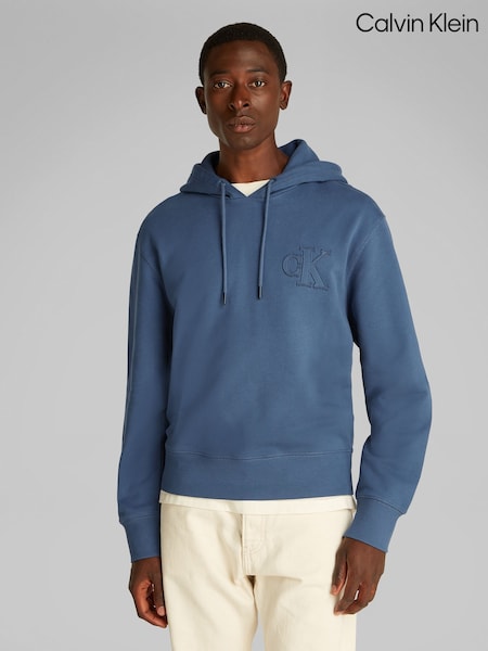 Calvin Klein Blue 100% Cotton Applique Hoodie (F54633) | £100