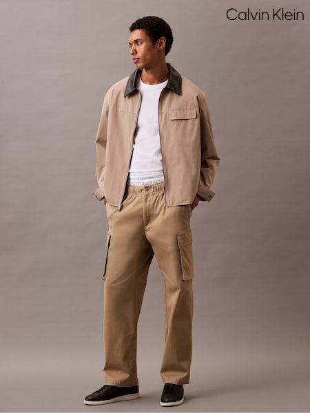 Calvin Klein Brown Pull On Straight Cargo Trousers (F54644) | £85