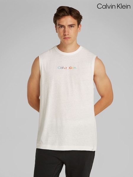 Calvin Klein White 100% Cotton Pride Lounge Tank Top (F54651) | £31