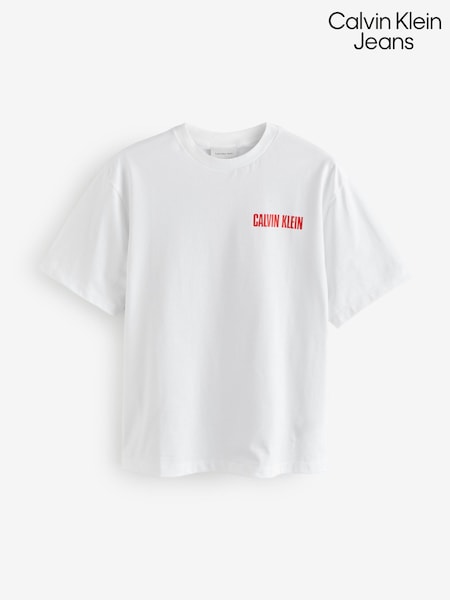 Calvin Klein White Relaxed 100% Cotton Logo T-Shirt (F54670) | £45