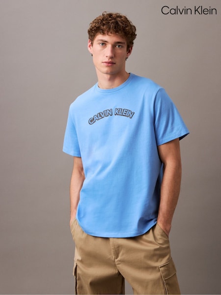 Calvin Klein Blue 100% Cotton Curve T-Shirt (F54672) | £40