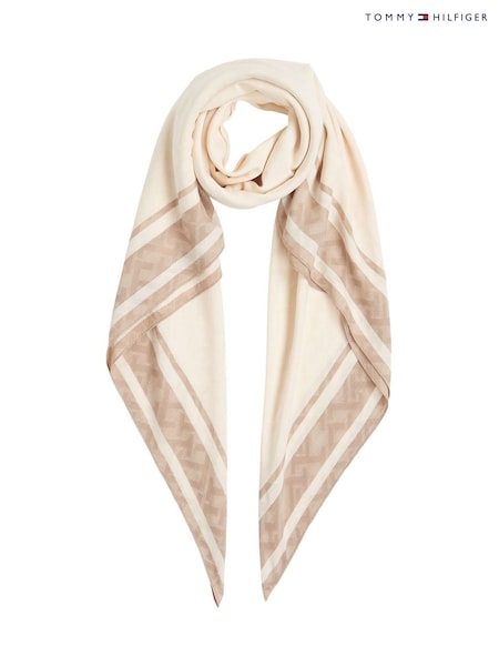 Tommy Hilfiger Cream Chic Texture Square Scarf (F54776) | £65