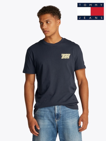 Tommy Jeans Blue Navy Regular Fit Bubble Back Short Sleeve 100% Cotton T-Shirt (F54787) | £35