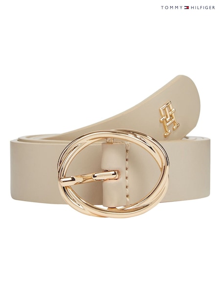 Tommy Hilfiger Cream Chic Leather Belt (F54829) | £50