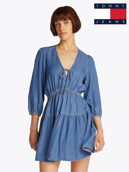 Tommy Jeans Blue Chambray Mini Dress (F54838) | £100