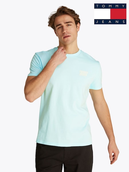 Tommy Jeans Blue Regular Fit Bubble Back Short Sleeve 100% Cotton T-Shirt (F54851) | £35