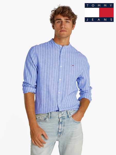Tommy Jeans Blue Linen Mix Stripe Shirt (F54863) | £65
