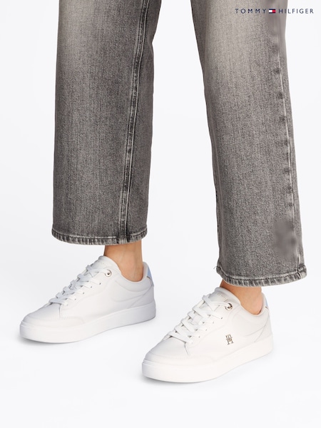 Tommy Hilfiger White Essential Chic Court Trainers (F54864) | £100
