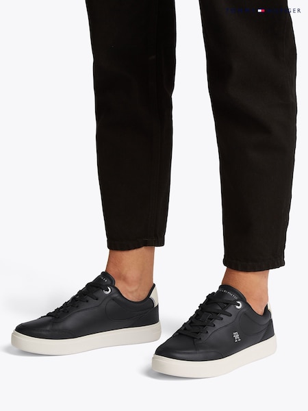 Tommy Hilfiger Black Essential Chic Court Trainers (F54870) | £100