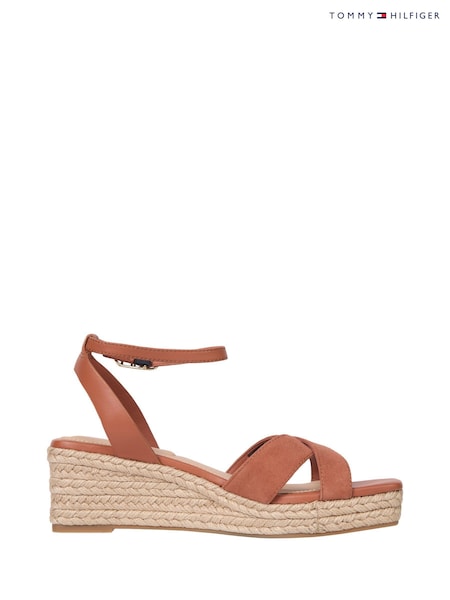 Tommy Hilfiger Brown Leather And Suede Mid Wedge Espadrilles (F54886) | £130