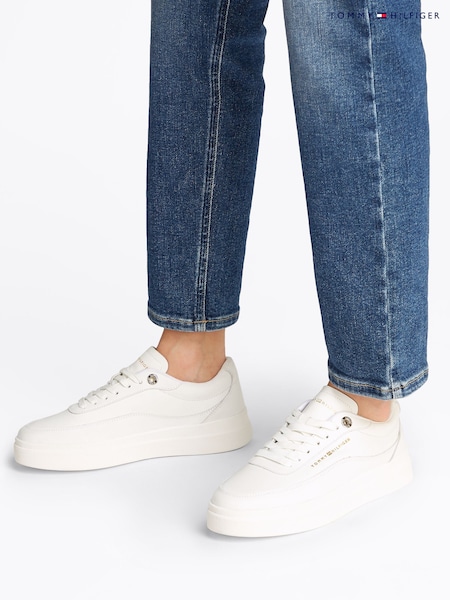 Tommy Hilfiger White Modern Court Leather Trainers (F54903) | £120