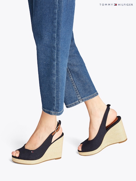Tommy Hilfiger Black Mid Wedge Slingback Sandals (F54907) | £85