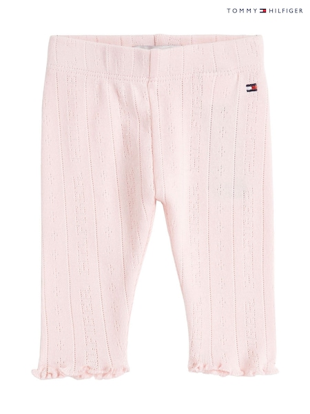 Tommy Hilfiger Pink 100% Cotton Essential Pointelle Leggings (F54969) | £26