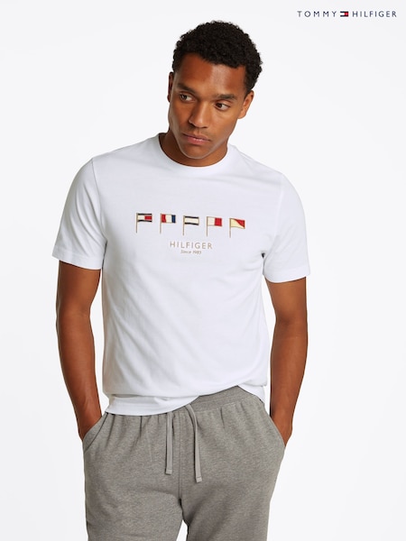 Tommy Hilfiger White Multi Flags 100% Cotton T-Shirt (F54970) | £65