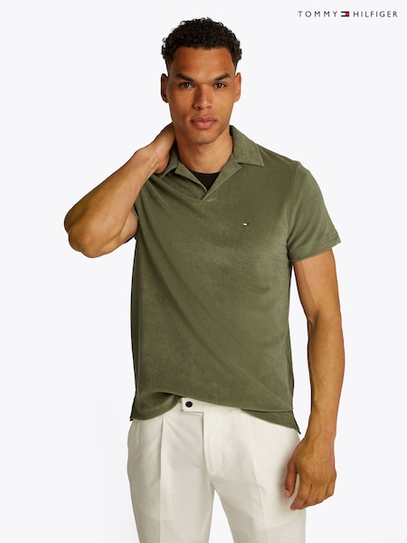 Tommy Hilfiger Green Regular Fit Towelling Short Sleeve Polo Shirt (F54980) | £85