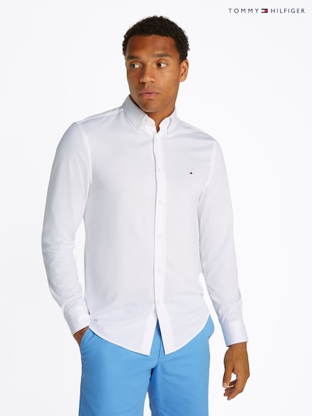 Tommy Hilfiger White Slim 100% Cotton Performance Shirt (F54985) | £90