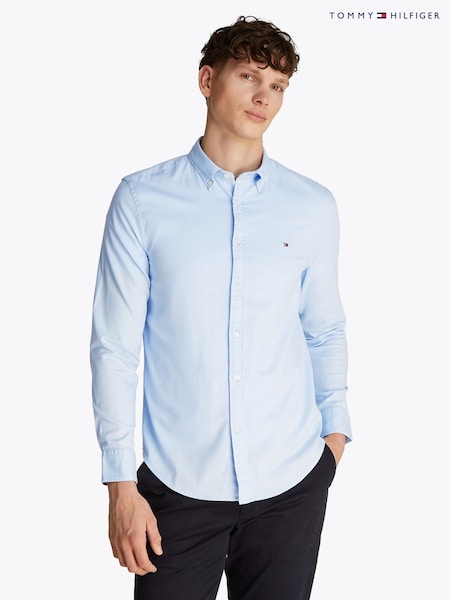 Tommy Hilfiger Denim Blue Slim 100% Cotton Flex Dobby Shirt (F55000) | £85