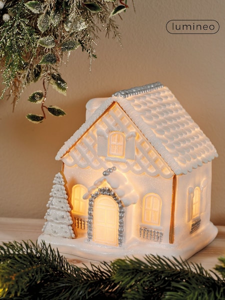 Lumineo White Pre Lit LED Christmas House Ornament (F55047) | £30