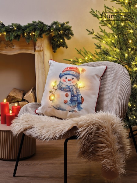 Lumineo Lit Snowman Christmas Cushion (F55050) | £20