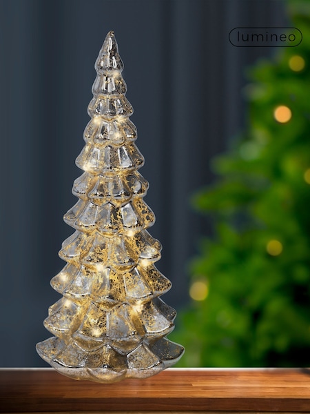 Lumineo Silver Rotating Glass LED Christmas Tree Decoration (F55053) | £18