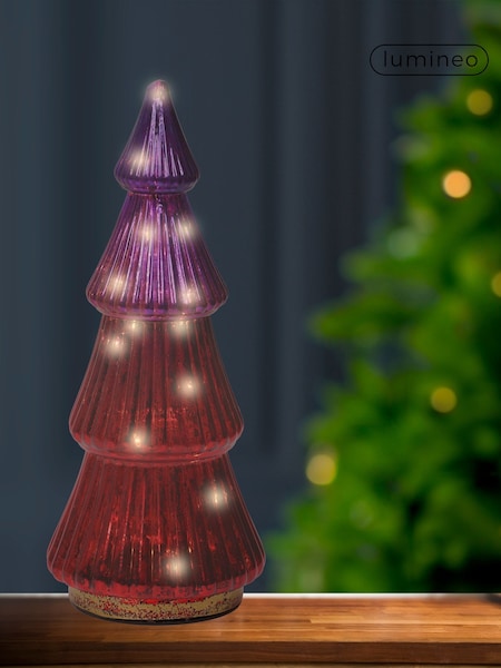 Lumineo Plum Purple Rotating Glass LED Christmas Tree Decoration (F55054) | £14