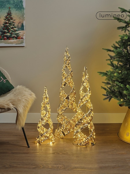 Lumineo Set of 3 Champagne Gold LED Christmas Tree Decorations (F55065) | £110