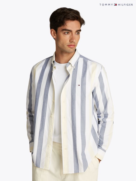 Tommy Hilfiger White Relaxed Heritage Stripe Oxford Shirt (F55103) | £90