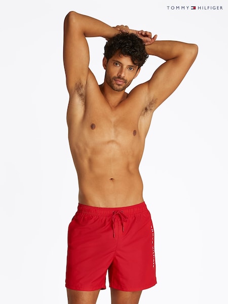 Tommy Hilfiger Red Medium Length Drawstring Swim Trunks (F55112) | £55