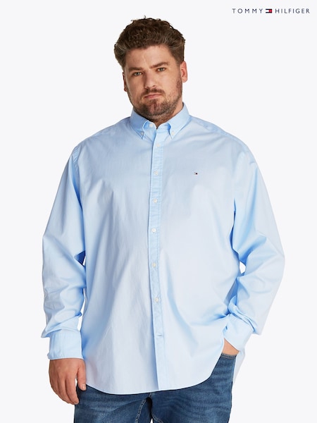Tommy Hilfiger Blue Regular Fit Plus Flex Poplin 100% Cotton Shirt (F55116) | £75